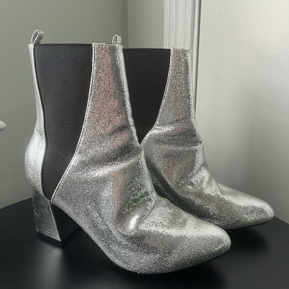 Wild Diva Silver Sparkly Boots